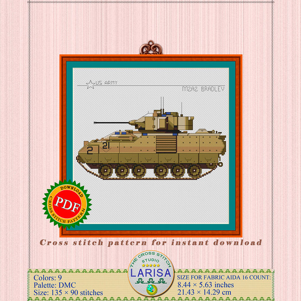 Bradley fighting vehicle embroidery design