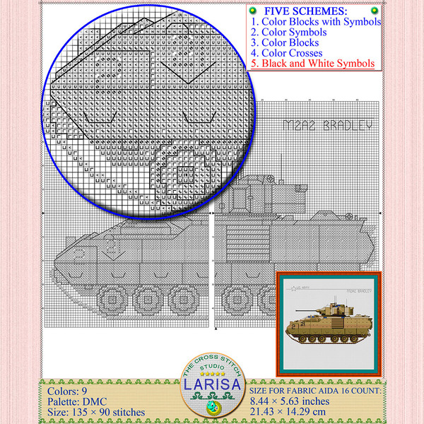 Bradley Fighting Vehicle Embroidery | M2A2 IFV Cross Stitch Art