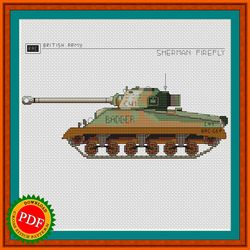 Sherman Firefly Cross Stitch Pattern | Medium Tank Sherman Firefly Chart