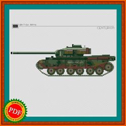 Centurion Tank Cross Stitch Pattern | Main Battle Tank Centurion | British Tank Centurion Chart