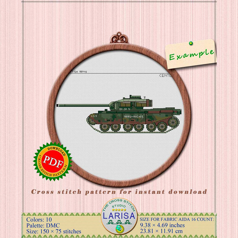 Cross stitch of Centurion Mk 3 tank