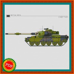 Chieftain Tank Cross Stitch Pattern | Main Battle Tank Chieftain | British Tank Chieftain Chart