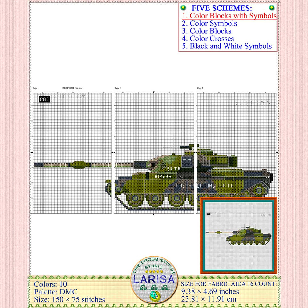 5RTR Chieftain tank stitch pattern
