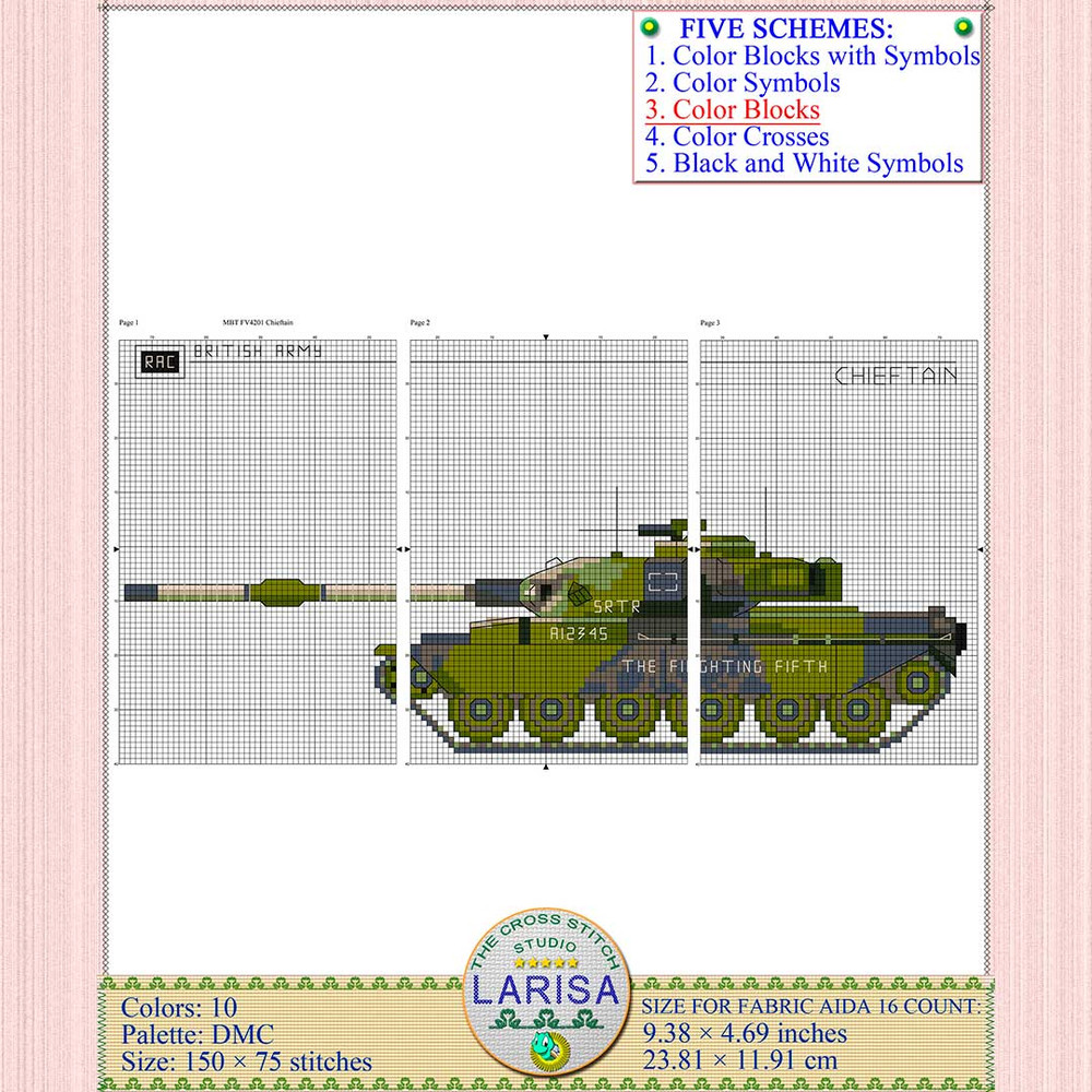 Chieftain Mk 5 tank pattern for stitching