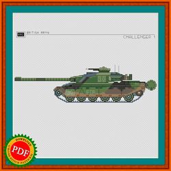 Challenger 1 Cross Stitch Pattern | Main Battle Tank Challenger 1 | British Tank Challenger 1 Chart