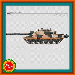 Challenger 2 Cross Stitch Pattern | Main Battle Tank Challenger 2 | British Tank Challenger 2 Chart