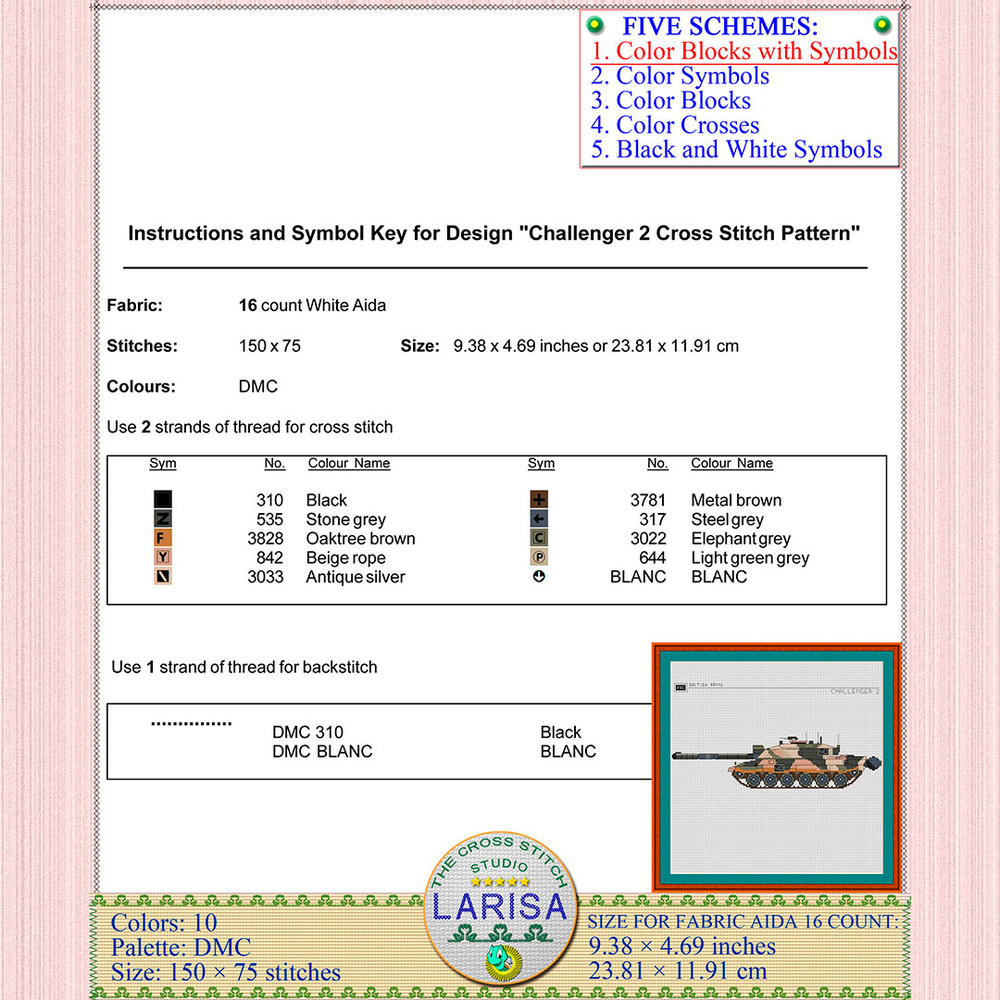 Stitching pattern featuring 2nd RTR Challenger 2
