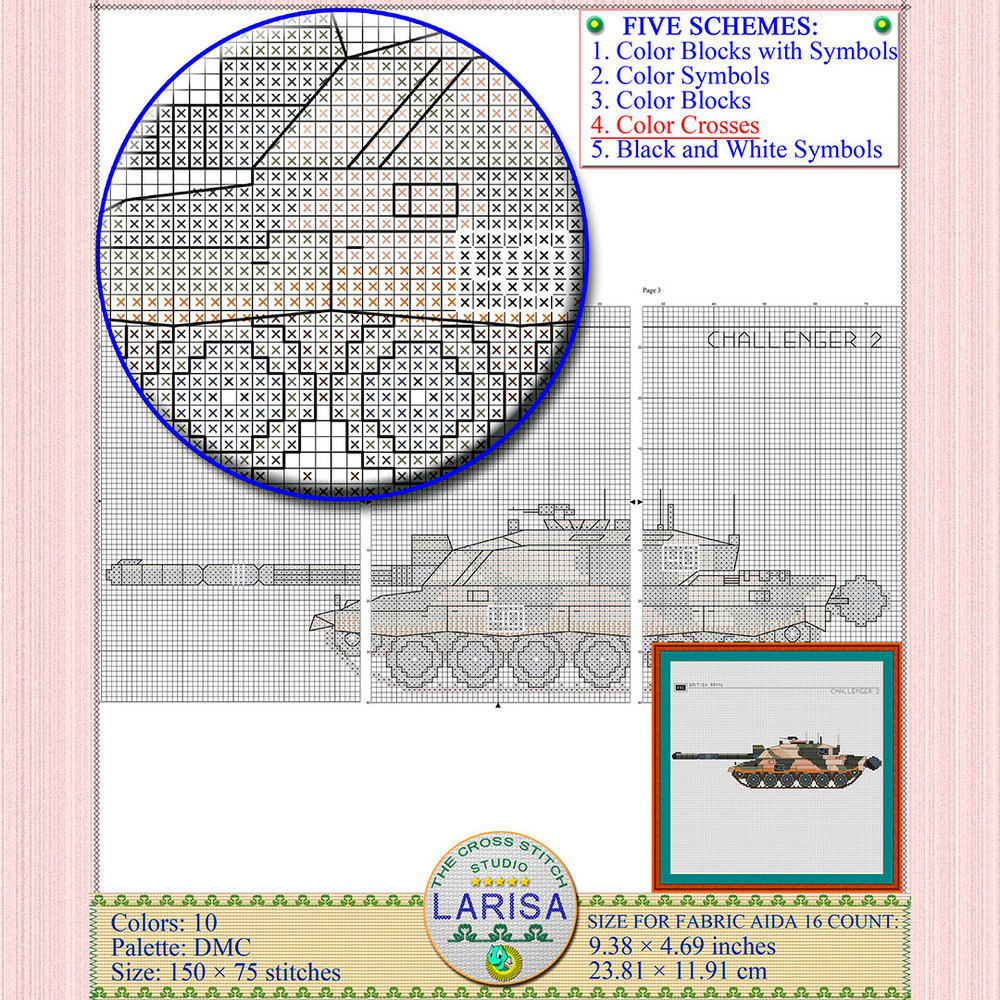 Cross Stitch Pattern: British Challenger 2 Main Battle Tank