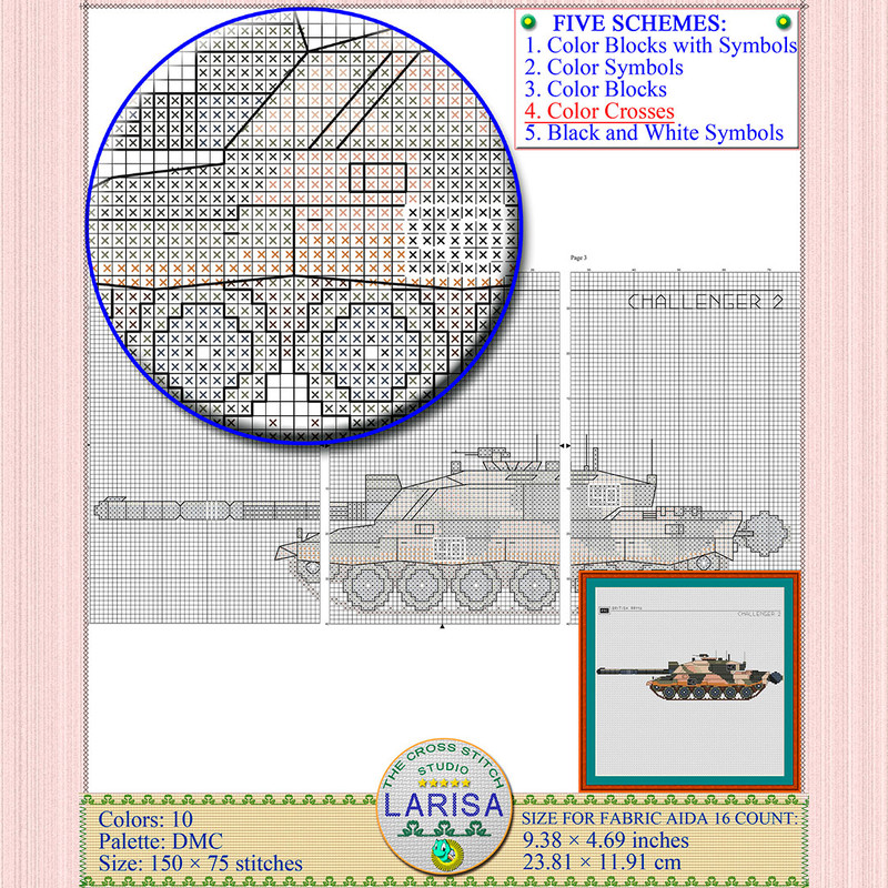 Cross Stitch Pattern: British Challenger 2 Main Battle Tank