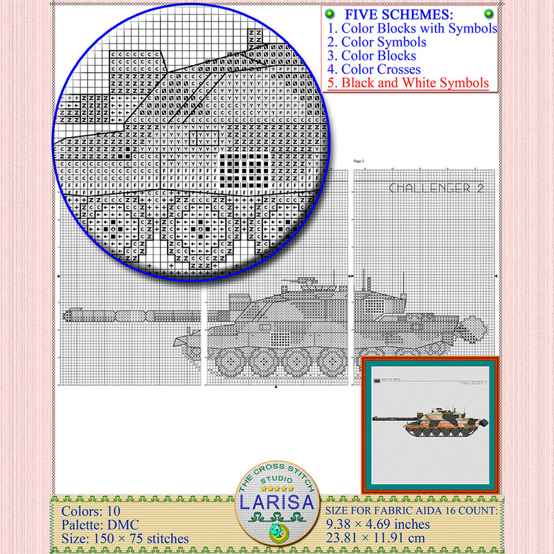 Embroidery Chart: Challenger 2 British Tank Design