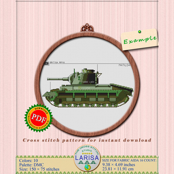 7th RTR Matilda II tank embroidery design