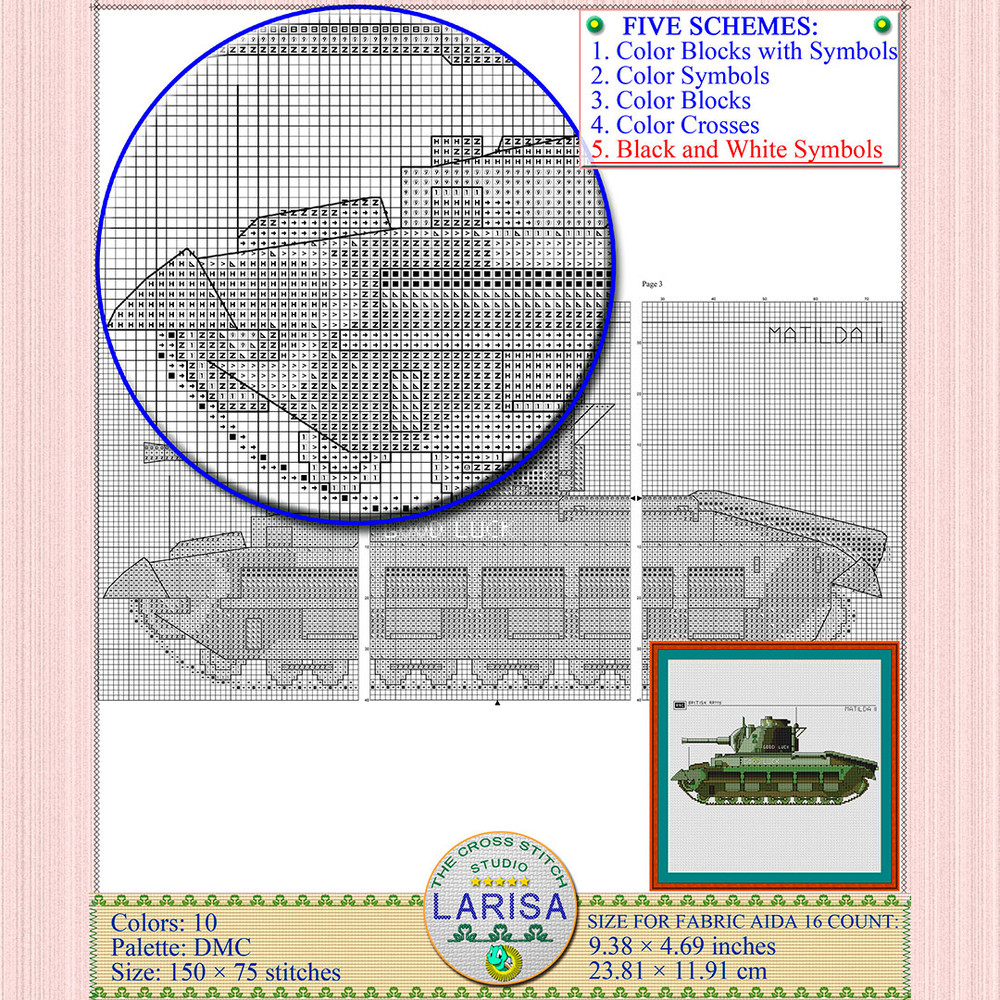 Embroidery Design of the Historic British Infantry Tank Matilda II from WW2