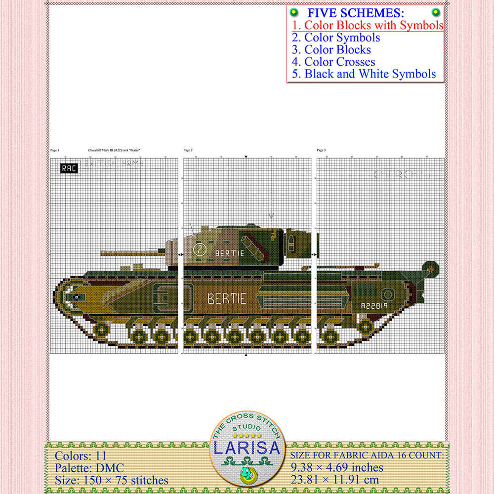 Bertie Tank Cross Stitch Pattern