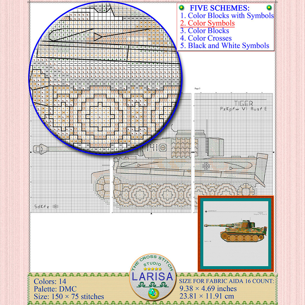 WWII heavy tank cross stitch
