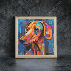 Cross stitch pattern Dog / 150x150 st / Digital cross stitch pattern animal / Multicolored dog embroidery / Simple chart