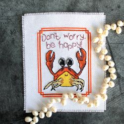 Cross stitch pattern Don't worry, be happy!, easy and quick cross stitch pattern PDF, funny cross stitch chart