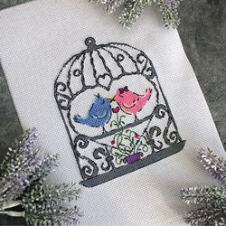 Cross stitch pattern Birds, Cross stitch chart PDF, gift idea for lovers