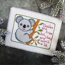 Cross stitch pattern Koala, easy cross stitch chart PDF, simple cross stitch pattern for beginners