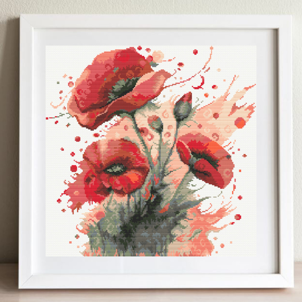 Cross Stitch Pattern Poppies Cross Stitch Pattern Flower Cross Stitch Chart PDF 0