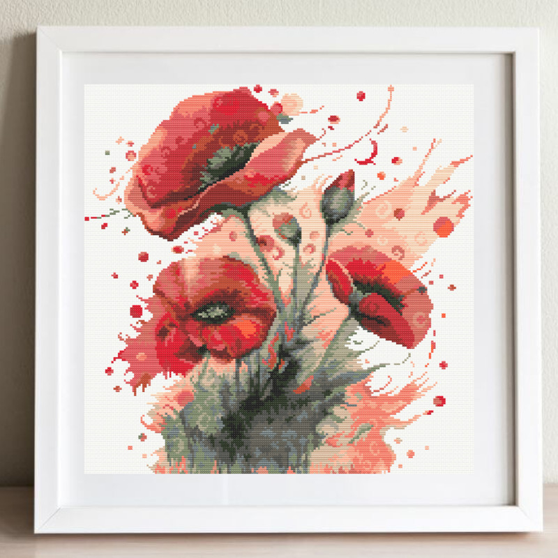 Cross Stitch Pattern Poppies Cross Stitch Pattern Flower Cross Stitch Chart PDF 0