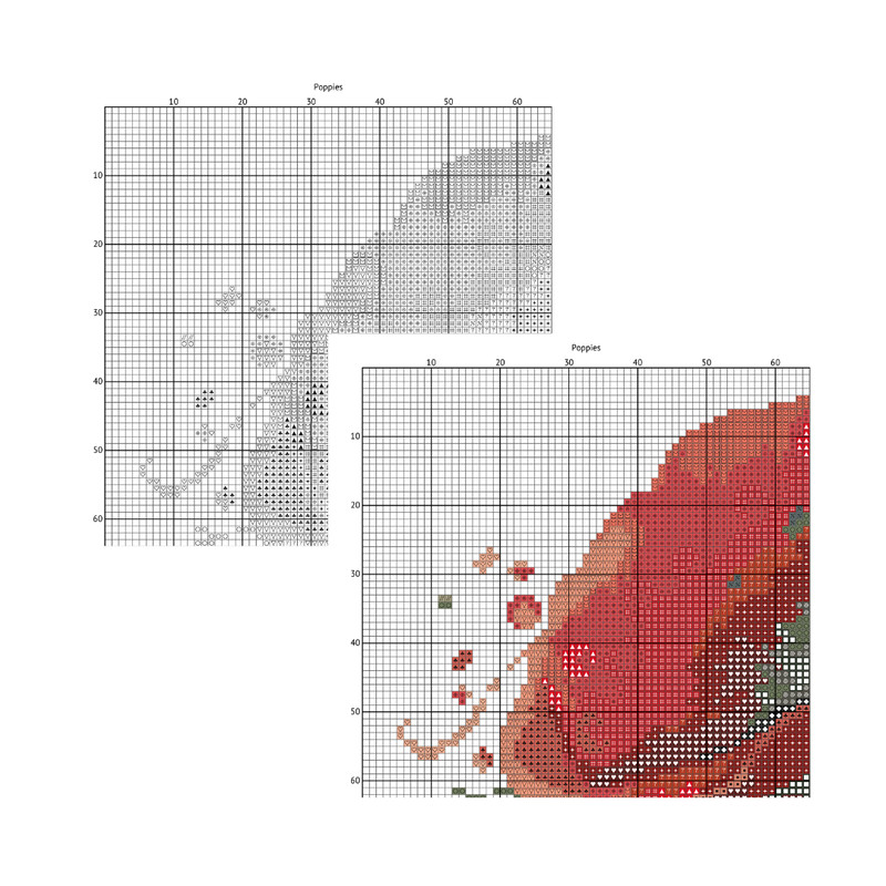 Cross Stitch Pattern Poppies Cross Stitch Pattern Flower Cross Stitch Chart PDF 1