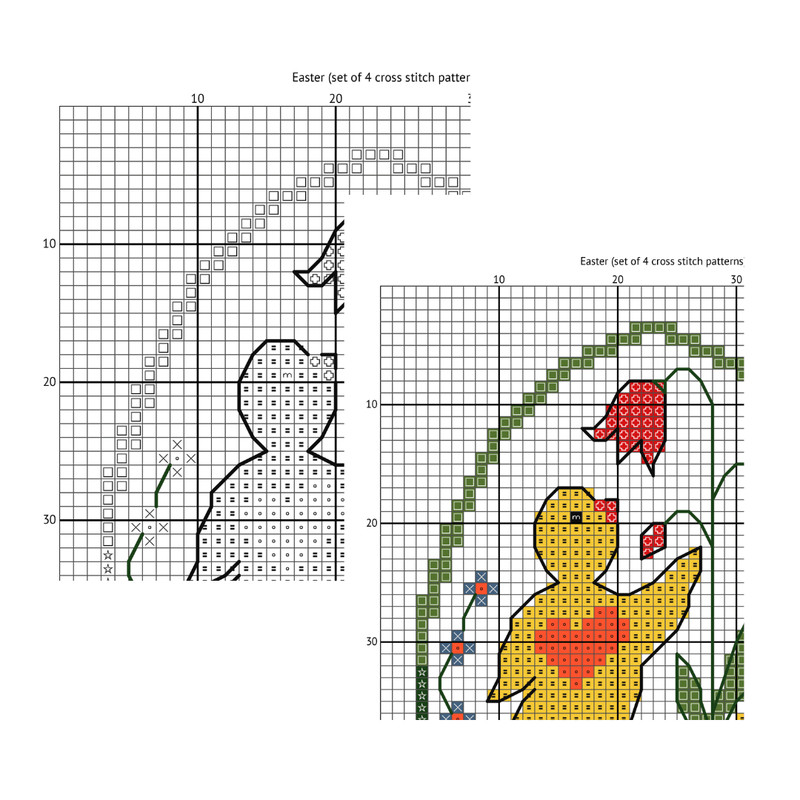 Set Of 4 Easter Cross Stitch Patterns Easy Cross Stitch Patterns PDF Easter Gift Idea DIY Patterns 1