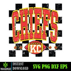 Checker Chiefs Svg, Distressed Varsity Lettering, Football Svg, Instant Download