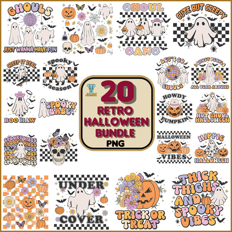 20 Retro Halloween Png Bundle 0