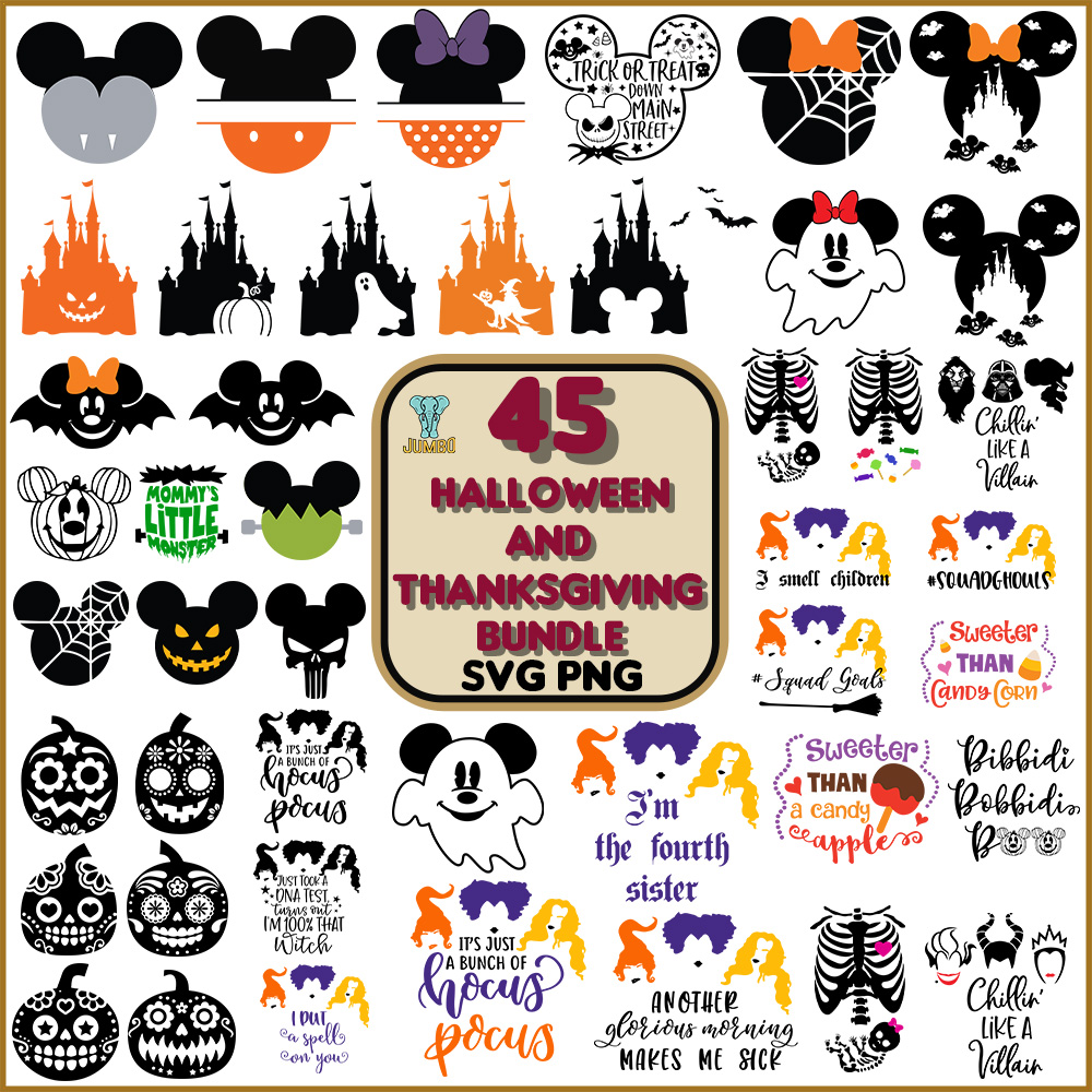 45 Halloween And Thanksgiving Svg Bundle 0