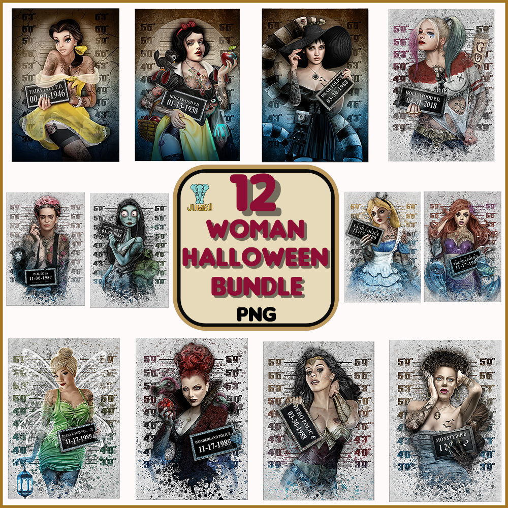 12 Woman Halloween Png Bundle 0