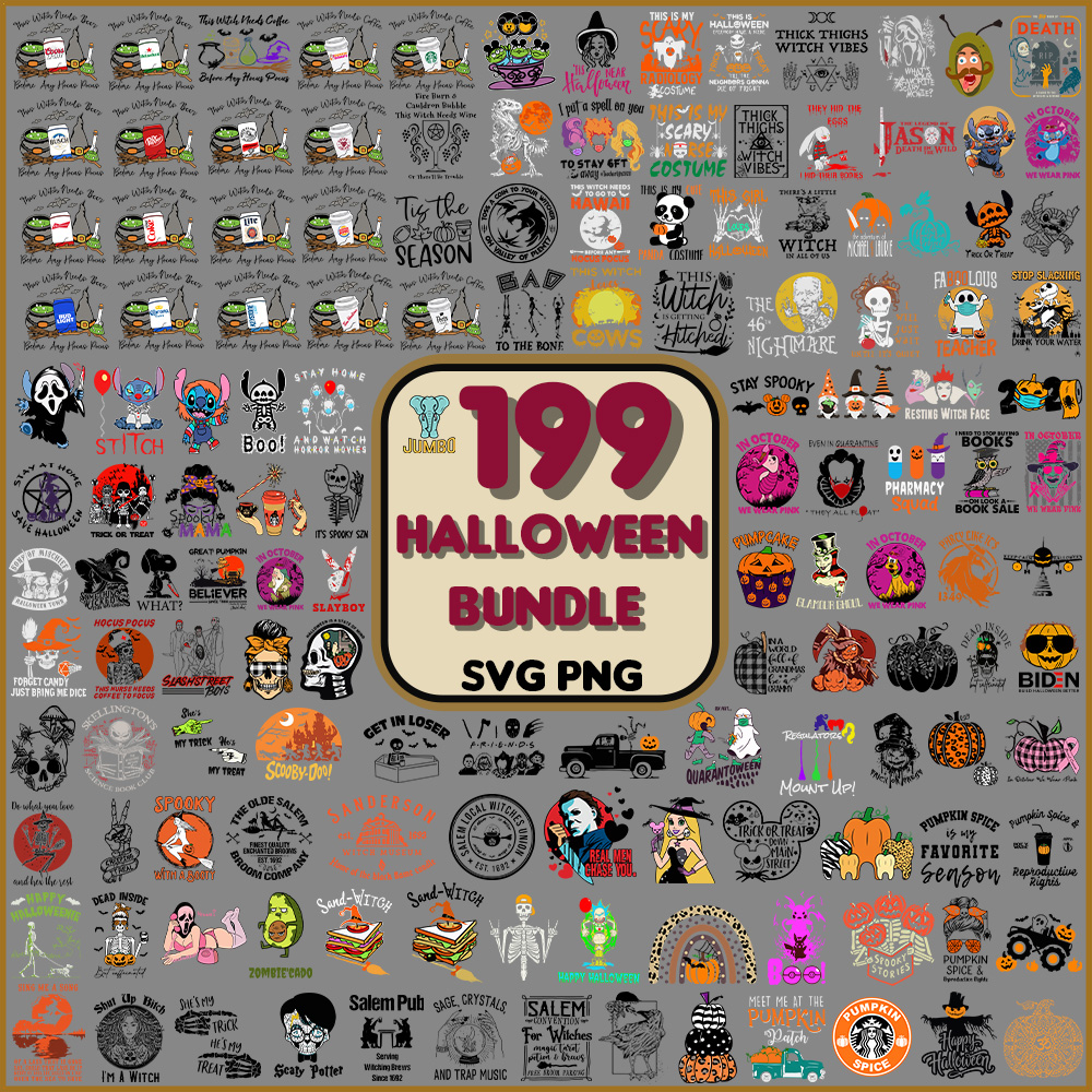 199 Halloween Svg Bundle 0