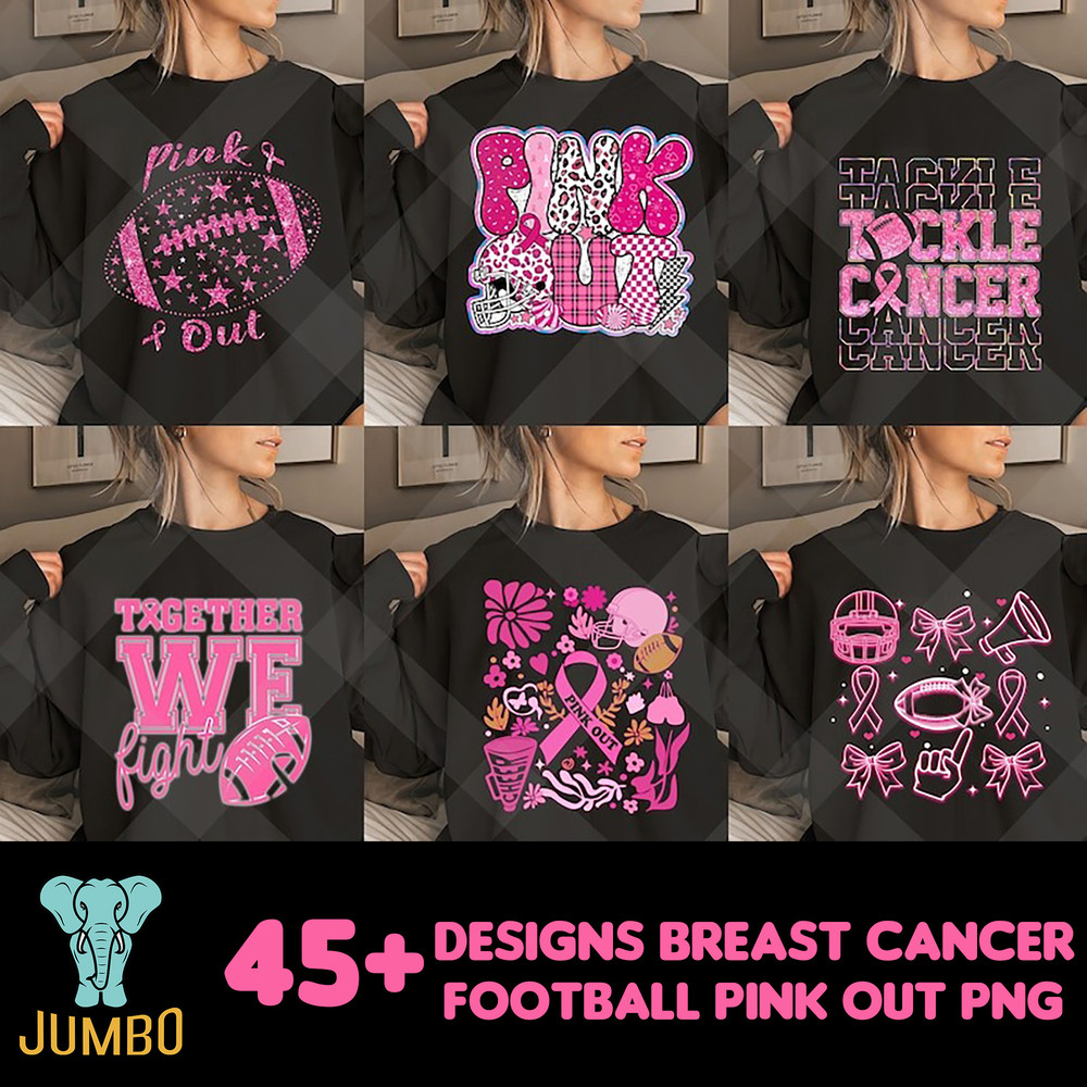 Designs Breast Cancer Football Pink Out Png Bundle 0