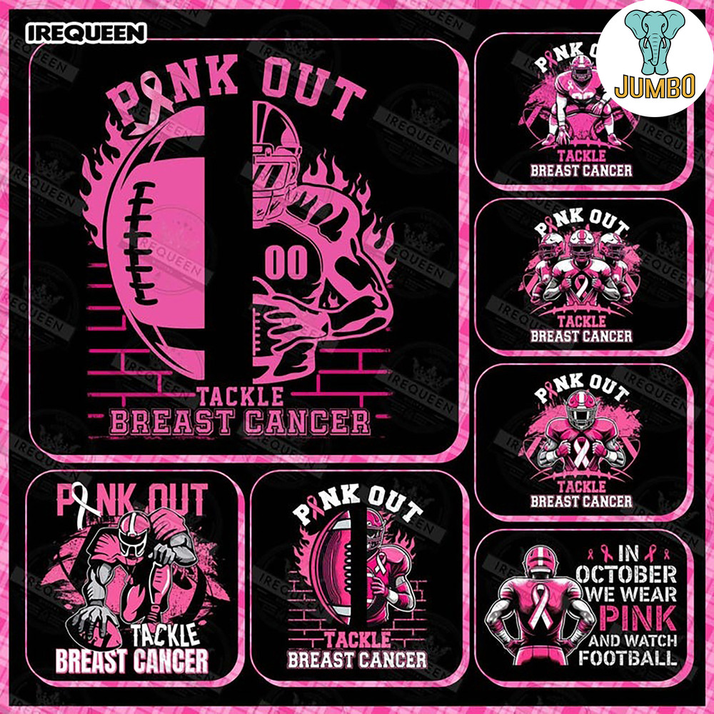 Football Breast Cancer Pink Out Bundle Png 0