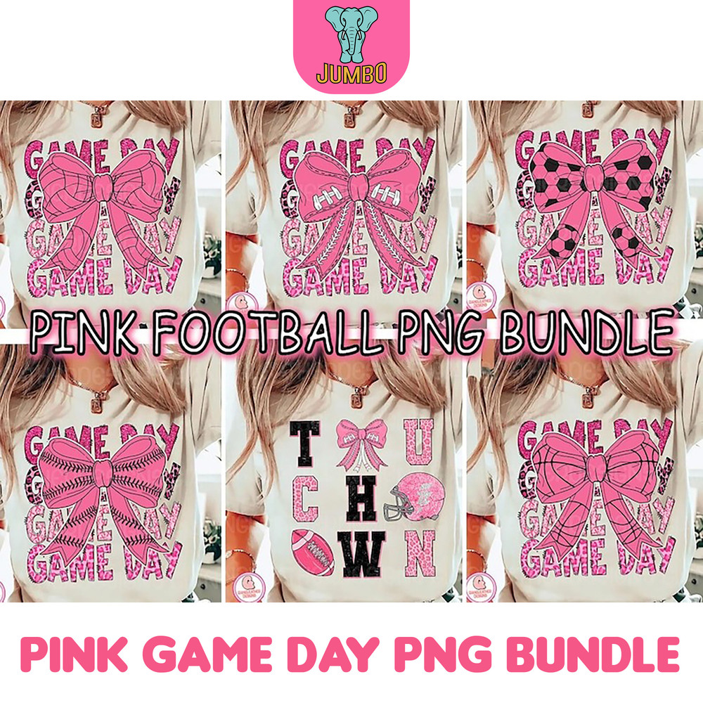 Pink Game Day Png Bundle 1