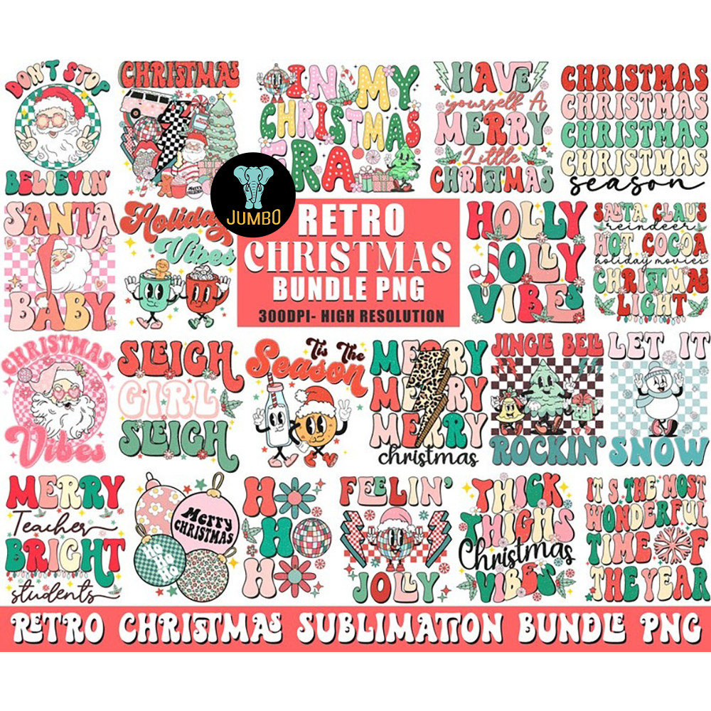Retro Christmas Sublimation PNG Bundle 1 0