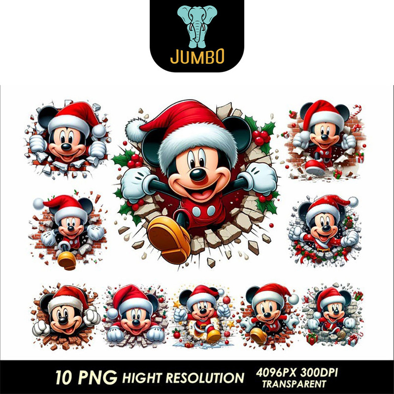 Christmas Mickey Clipart Bundle Png 0