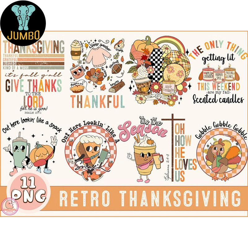 Retro Thanksgiving Bundle Png 1