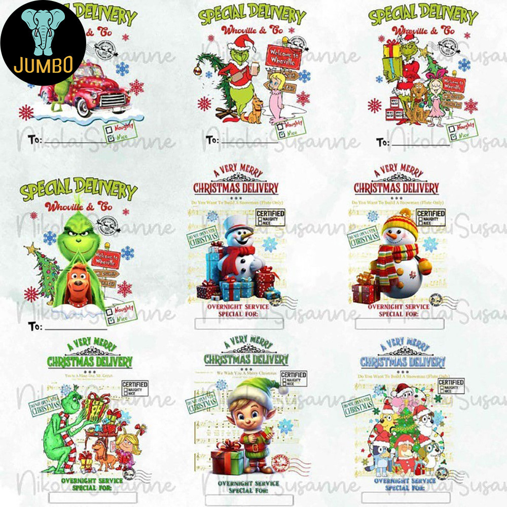 Personalized Characters Cartoon Christmas Png Bundle 5