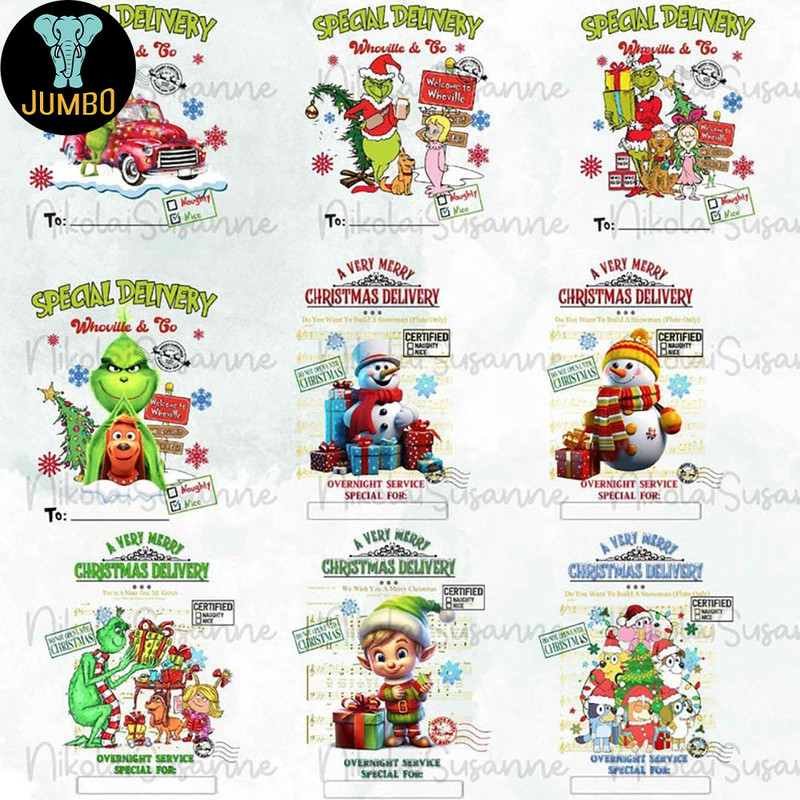 Personalized Characters Cartoon Christmas Png Bundle 5