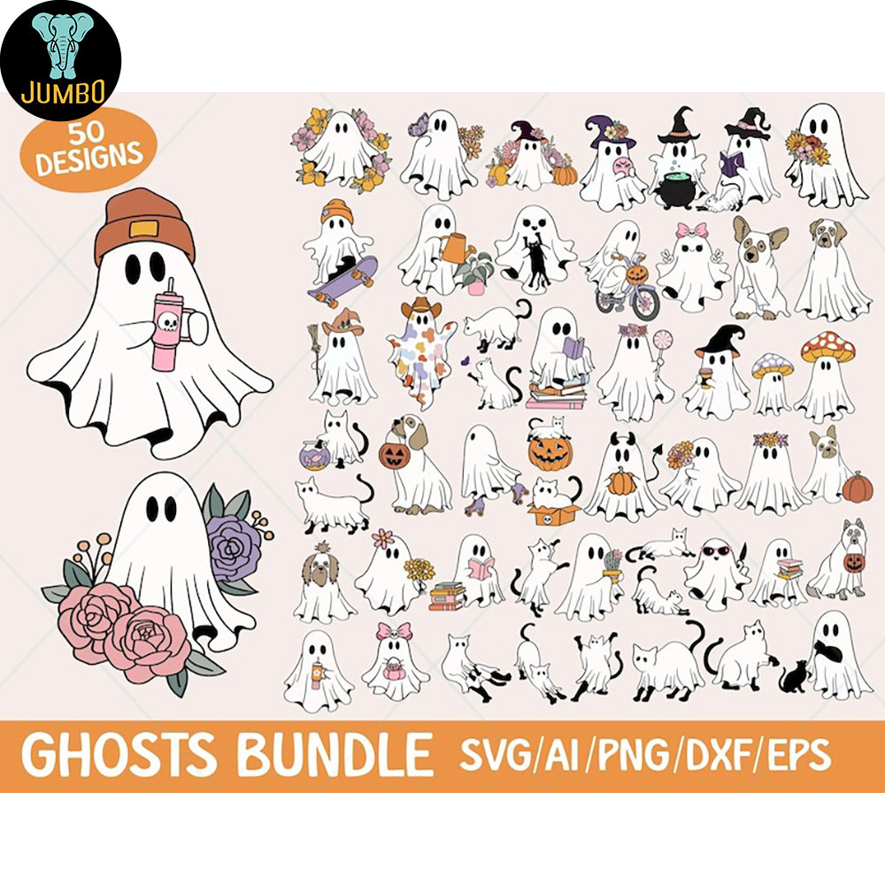 Cute Ghost Halloween Svg Bundle 0