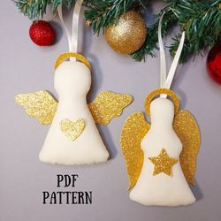 Christmas Angel Sewing Patterns, DIY Holiday Ornaments, 2in1 (and in 2 sizes!)