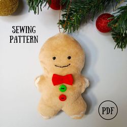 Gingerbread Man Ornament Sewing Pattern PDF, DIY Christmas Tree Decoration (in 2 sizes!)