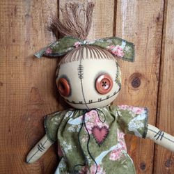 Doll With Button Eyes Handmade - Weird Home Decor