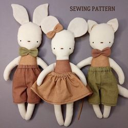 Cloth Doll Patterns: Bunny, Cat & Mouse (Beginner Friendly)