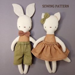 Doll Patterns: Bunny & Cat - Easy Sewing Project