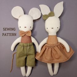 Rag Doll Patterns: Bunny & Mouse- Easy Sewing Project
