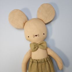 Primitive Mouse Handmade - Coffee Stained Doll
