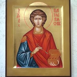 Hand-painted Icon of Saint Panteleimon