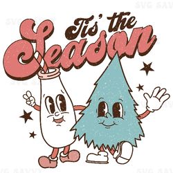 tis the season fall png, christmas milk and cookies mascots png