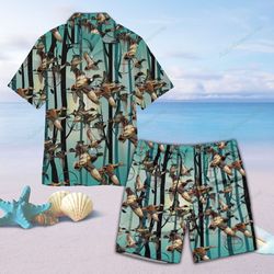 duck hunting unisex hawaii shirt beach short, hunting hawaii shirt